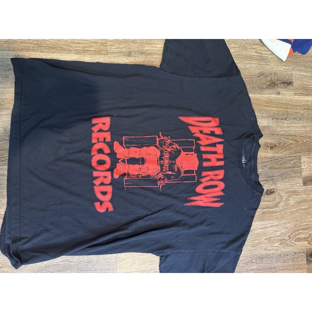 Death Row Records Mens XL T Shirt Black Red Graphic Rap Hip Hop Distressed Tee